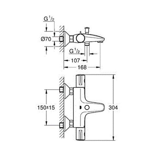 Термостат для ванны Grohe Grohtherm 800 1/2 настенный монтаж (34567000) - фото 2