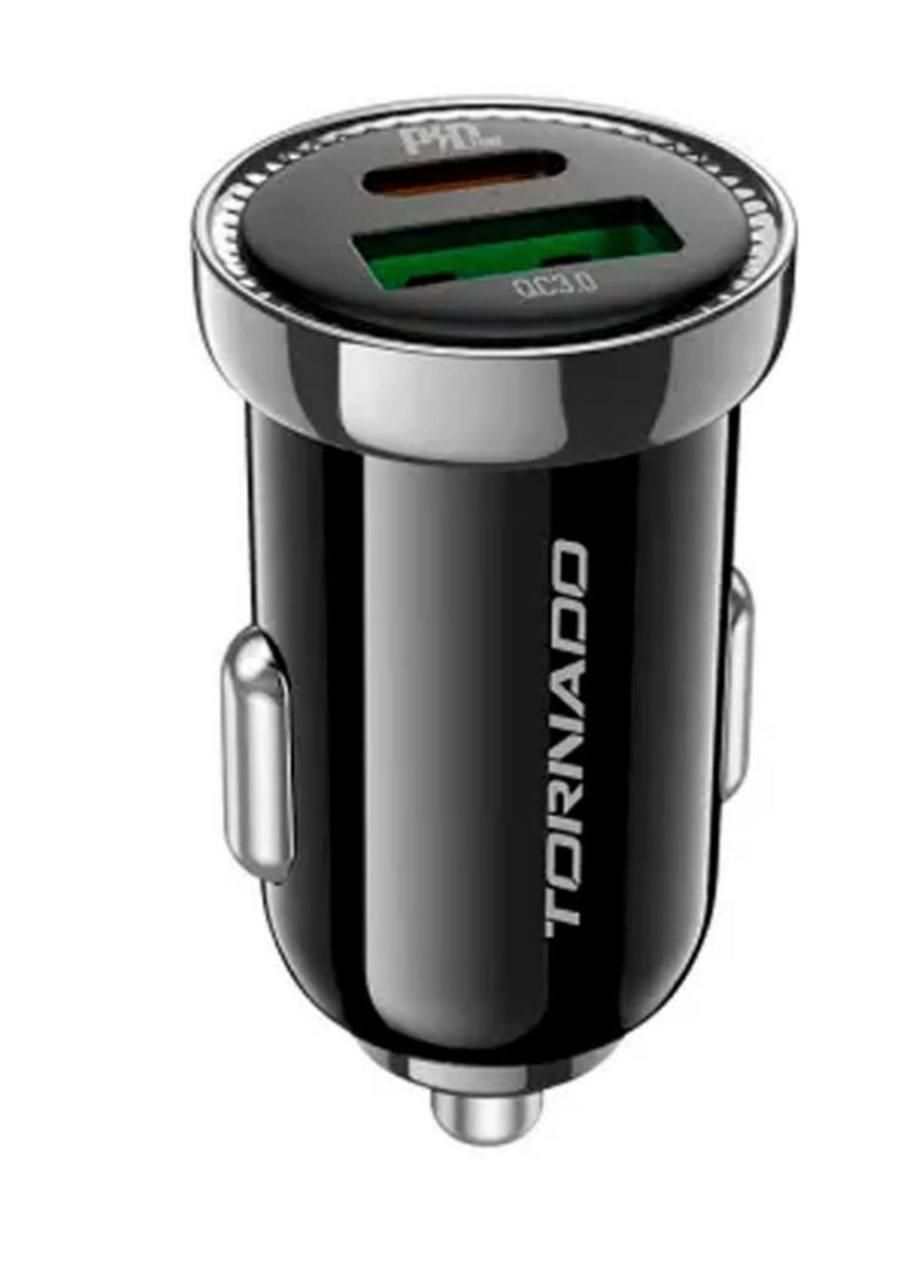 Зарядное устройство автомобильное Tornado L23 USB + USB-C PD/QC 20W 3A Black (м00013)