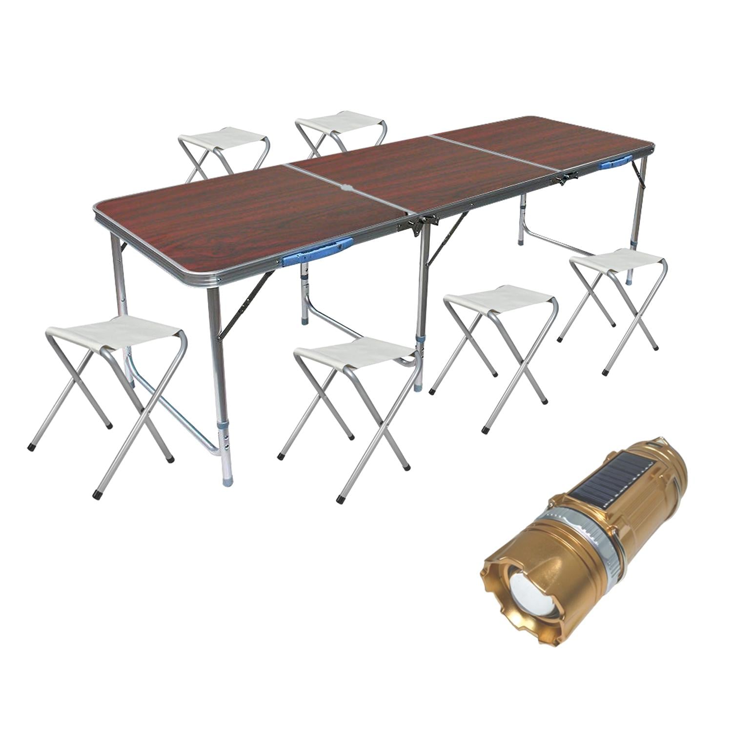 Комплект туристический тройной стол со стульями и фонарь Коричневый (29ca982a)