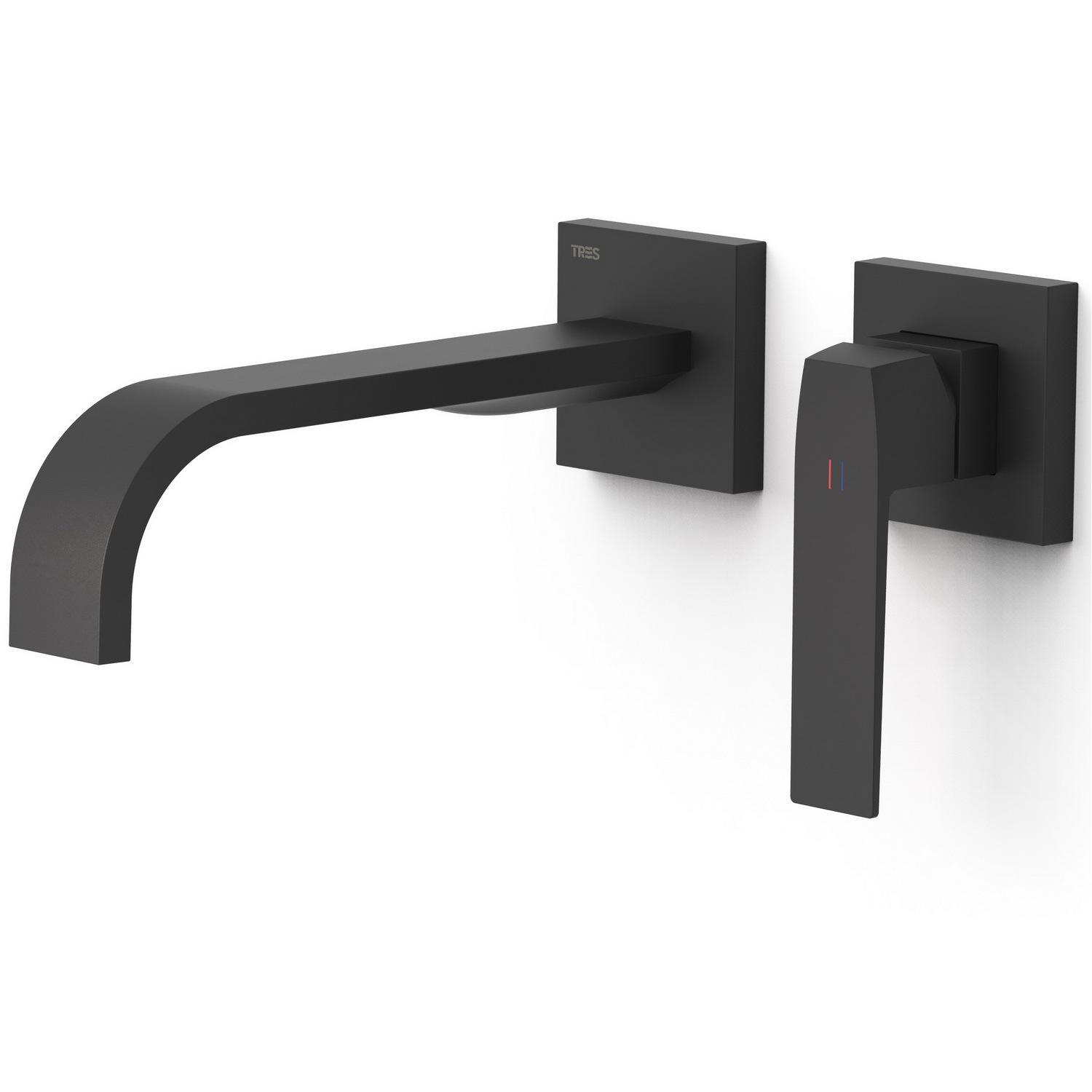 Смеситель для умывальника Tres Slim Exclusive 20230004NM настенный однорычажный Черный (132511)