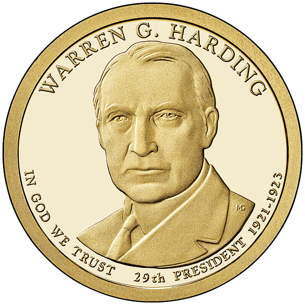 Коллекционная монета США 1 доллар 2014 D 29-й Президент Уорен Хардинг UNC (KM#571)