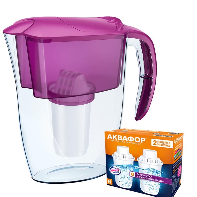 Фильтр-кувшин Аквафор Смайл жесткость с двумя картриджами В6 Цикломен (1772014872)