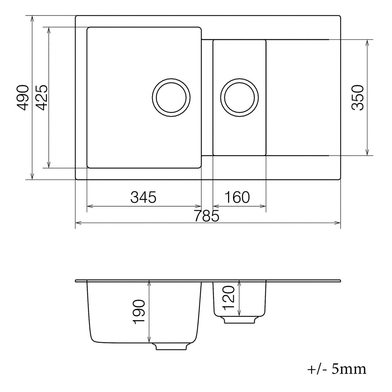 Мойка кухонная Vankor Orman OMP 04.80 + сифон автомат 785х490х190 мм Gray - фото 2