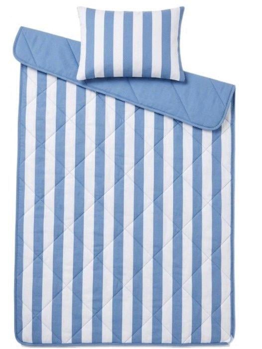 Набор из одеяла и подушки Action Полоски в чехле для переноски Бело-синий (2244)