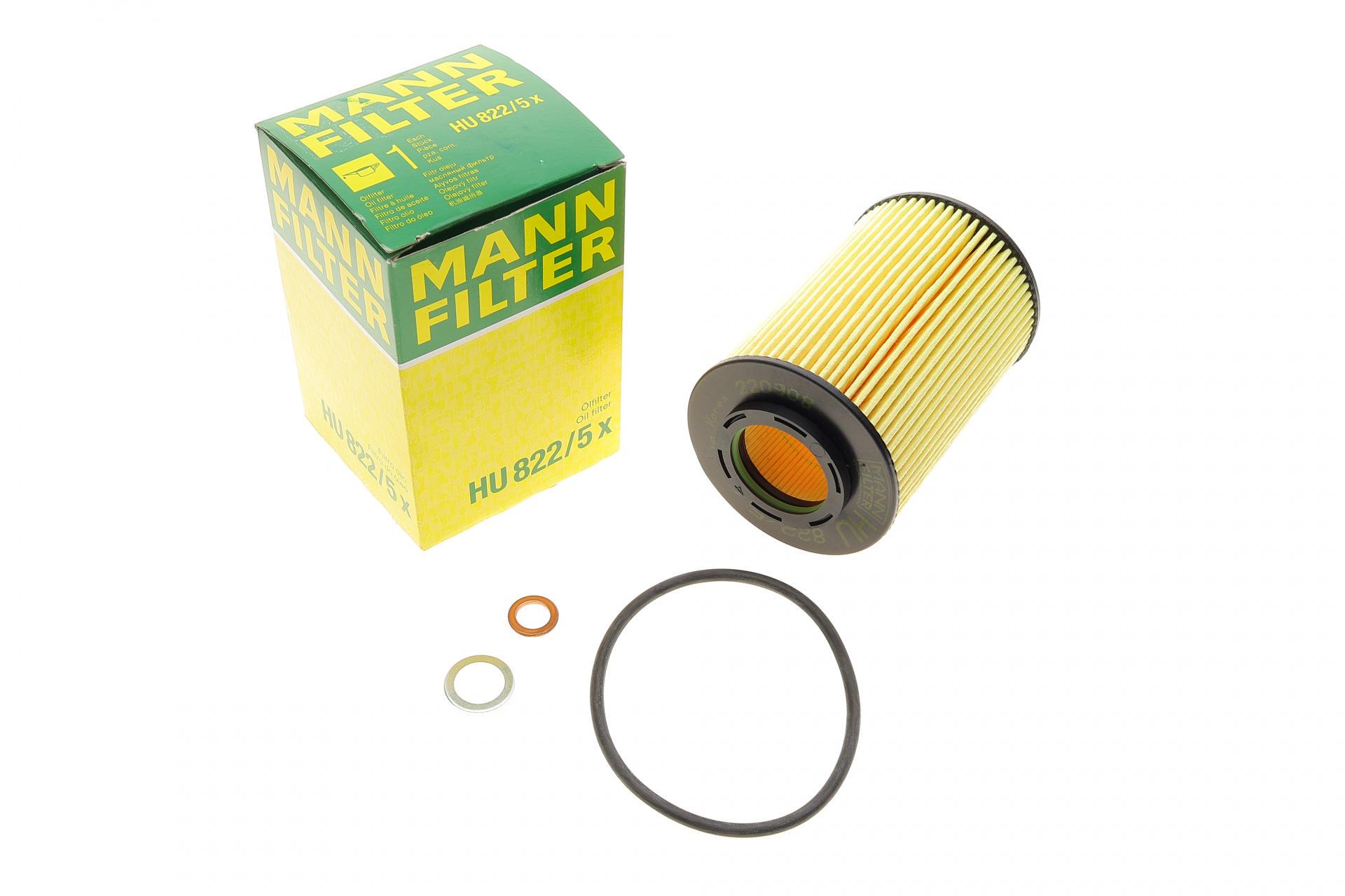 Фильтр масляный Mann-Filter для Hyundai Tucson/Kia Sportage 2,0 CRDi 06- (HU 822/5 X)