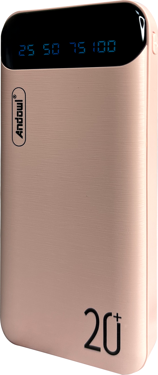 Повербанк Andowl Q-CD223Х1 20000 mAh с быстрой зарядкой дисплеем портами Micro USB/Type C Розовый (7a0234b1)