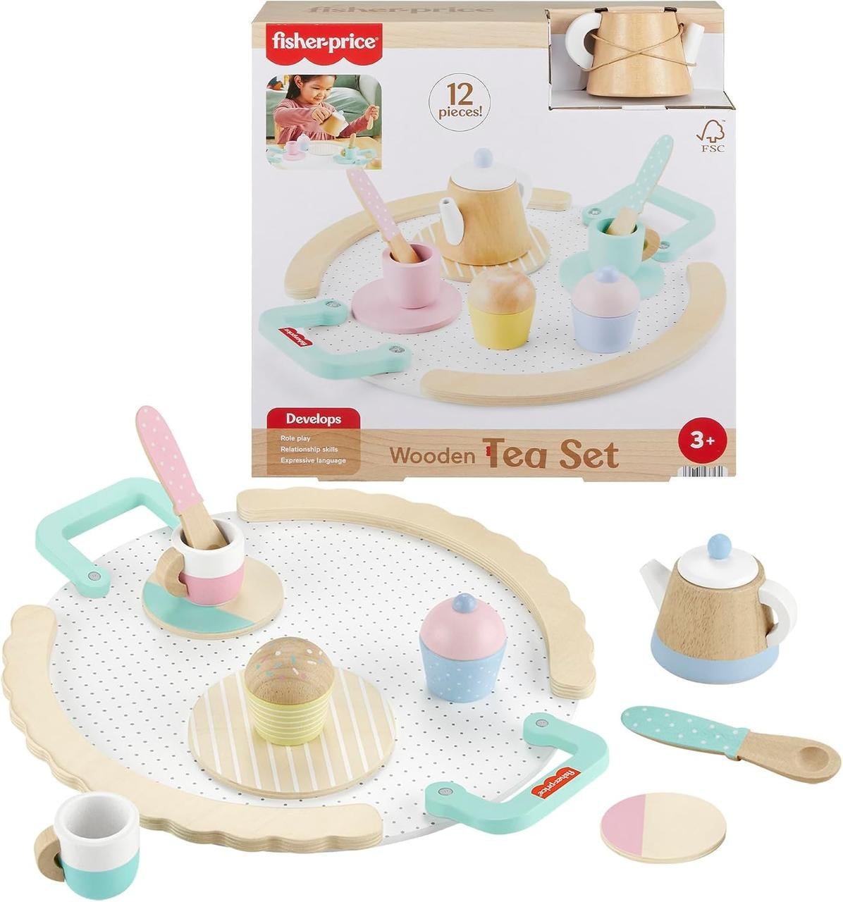 Ігровий чайний набір дерев'яний Fisher-Price Wooden Tea Set (HXT82)