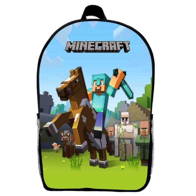Шкільний рюкзак з принтом Minecraft М01 39х27х14 см 14 л Чорний (2305187660)