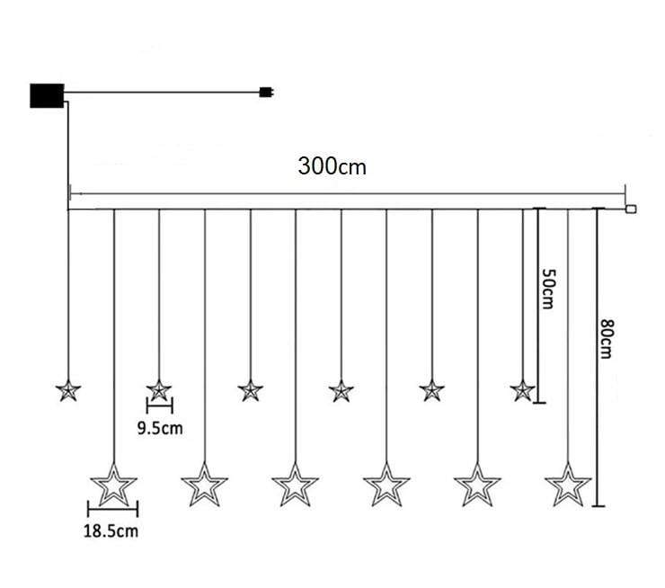 Гірлянда світлодіодна Зірки новорічна від мережі з пультом керування теплий білий 12 ламп 3 м (1080) - фото 3