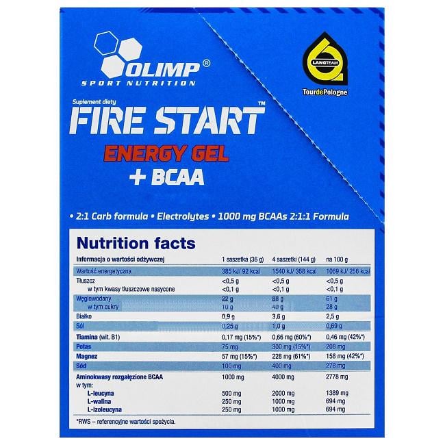 Энергетик Olimp Nutrition Fire Start Energy Gel+BCAA 20 sachet Green Apple - фото 3