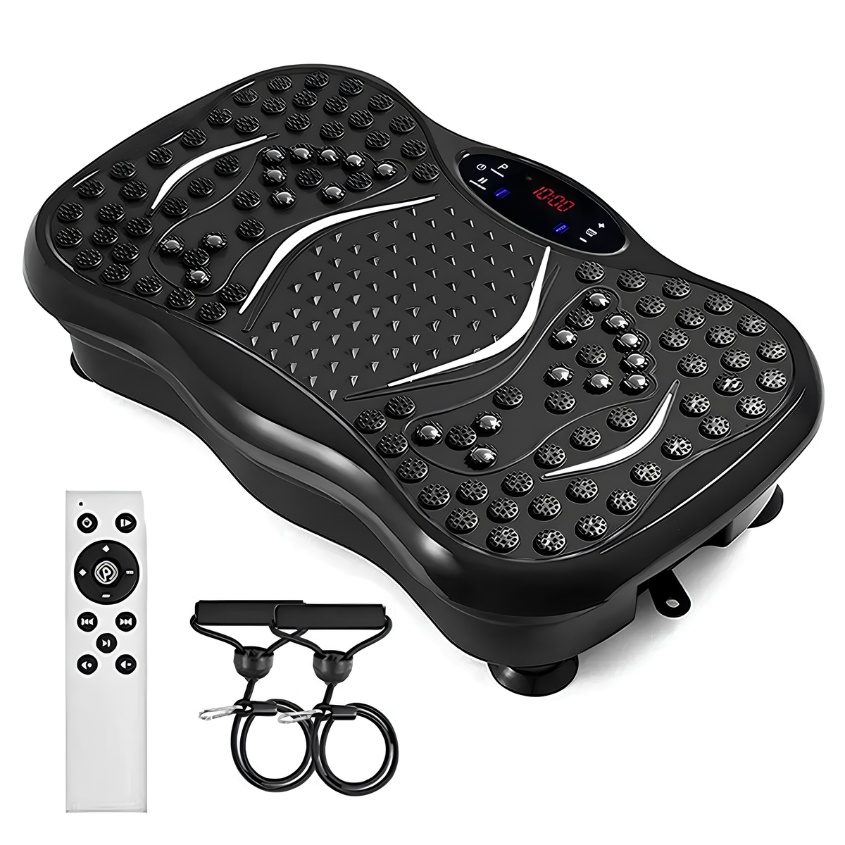 Виброплатформа для похудения тренажер для тренировок дома 5 режимов с эспандерами Черный