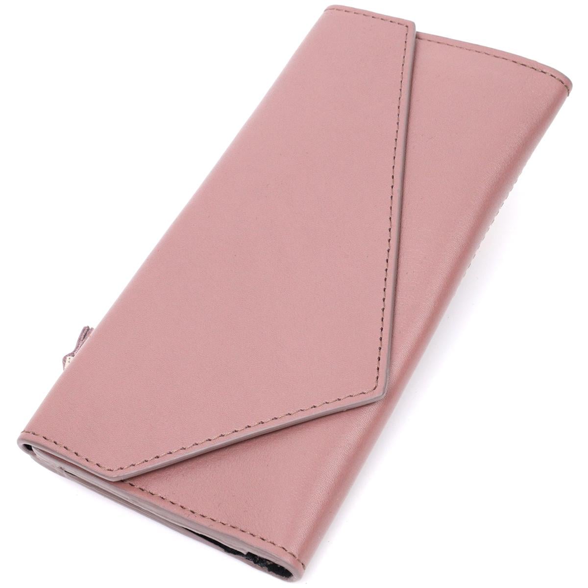 Кошелек женский Grande Pelle Wallet 11648 из натуральной кожи Пудровый (56455)