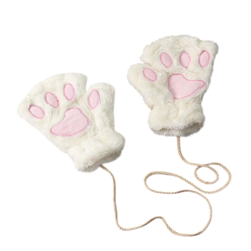 Митенки меховые Кошачьи лапки Белый (K3-87-1390-Б)