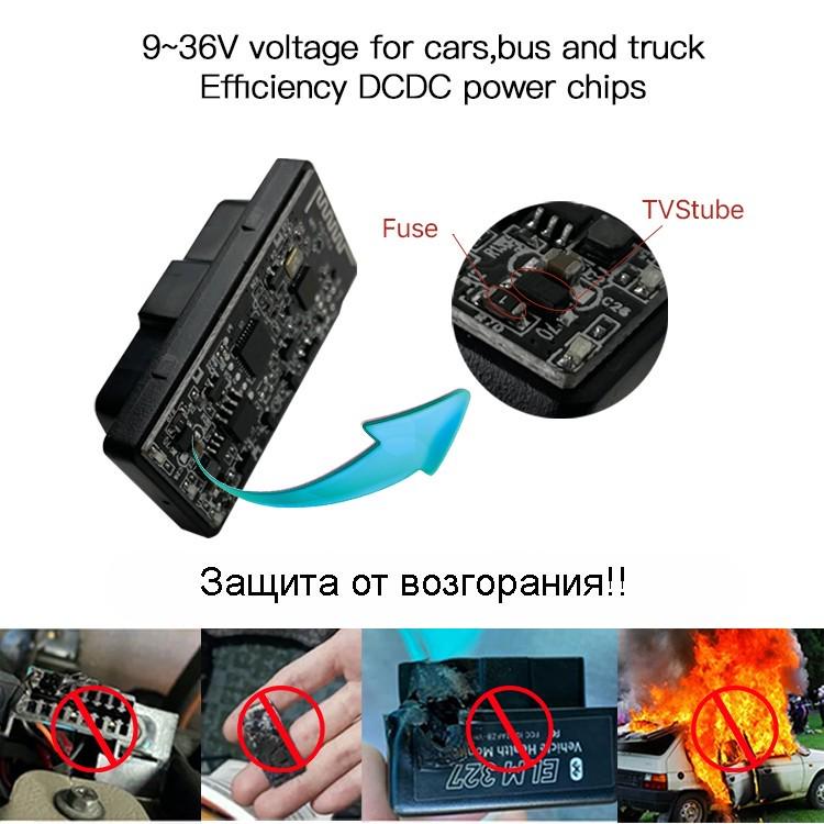 Автосканер Bizzon ELM327 OBD2 v1.5 Mini Bluetooth 12/36 V (837609715) - фото 5