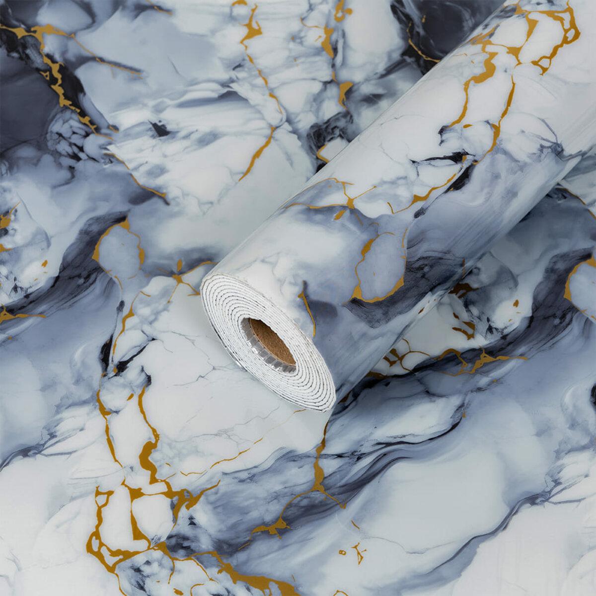 Плитка самоклеящаяся стеновая PET в рулоне 1200х3000х2 мм Дым с золотым