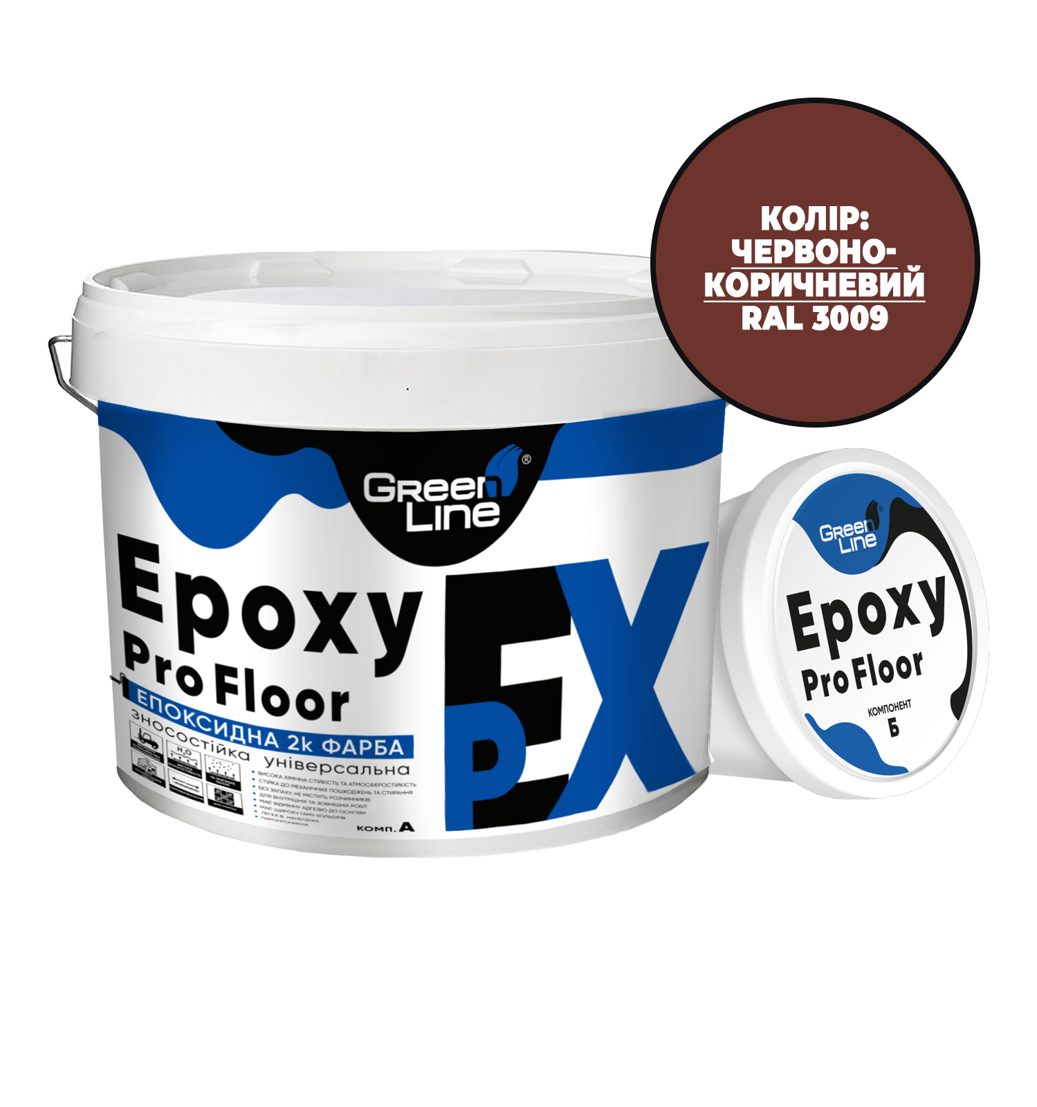 Фарба епоксидна двокомпонентна EpoxyProFloor 18 кг Червоно-коричневий (PPUA627718RB)
