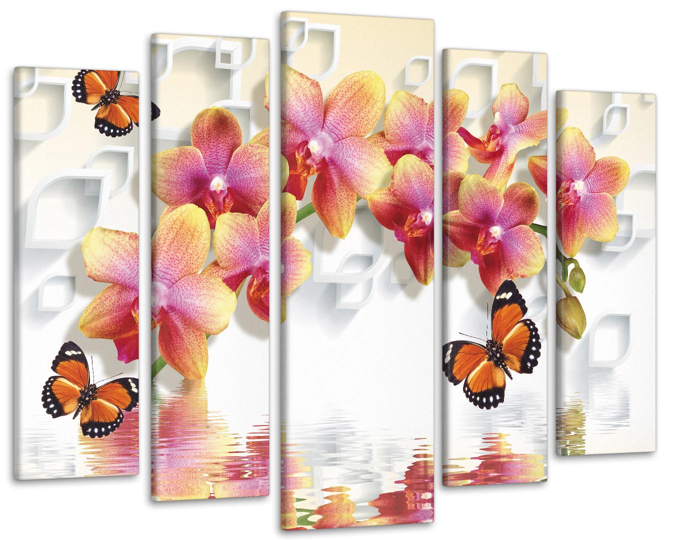 Картина модульна Квіти Метелики 90х132 см (Art-372_5)