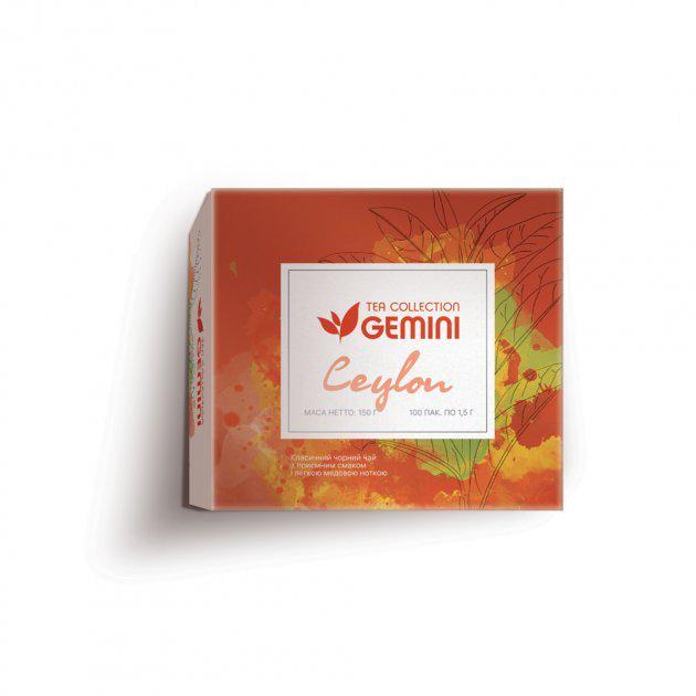 Чай чорний пакетований Gemini Tea Collection Ceylon 100х1.5 г (4820156430355) Чай чорний пакетований Gemini Tea Collection Ceylon 100х1.5 г (4820156430355)