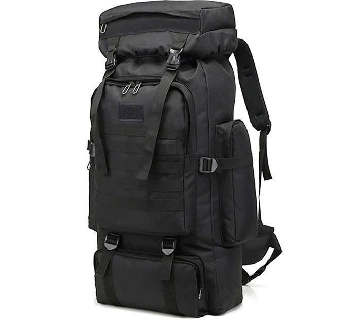 Рюкзак туристический раздвижной K1006 для рыбалки и отдыха Black 70-85 л