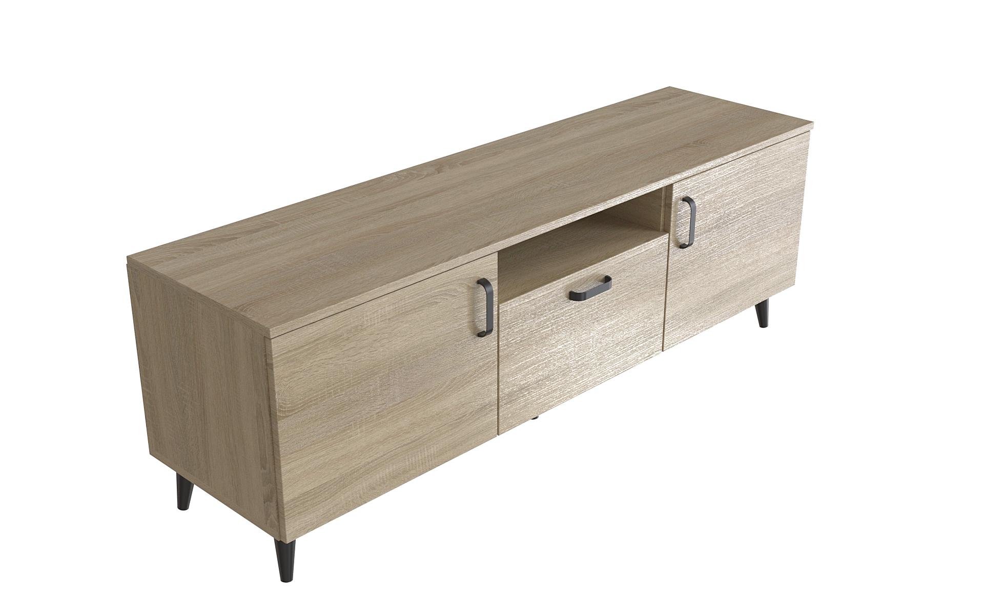 Тумба Ferrum-decor Лестер на конусных ножках металл/ДСП 16 мм 48x139x38 см Черный/Дуб Сонома (FRD-106804)