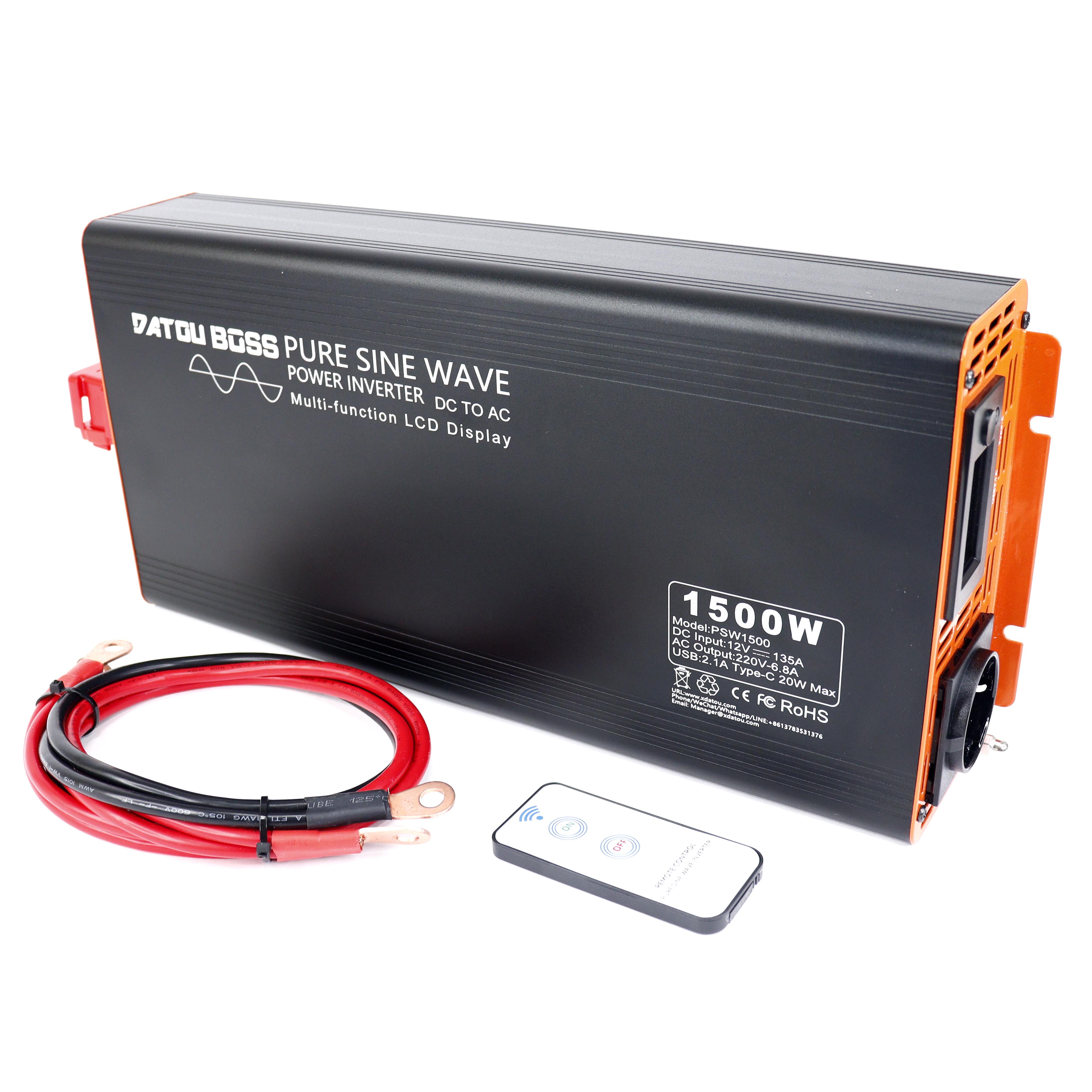 Інвертор чистий синус DatouBoss PSW1500 DC-AC з клемами 12V/220V 1500W (060102) - фото 6