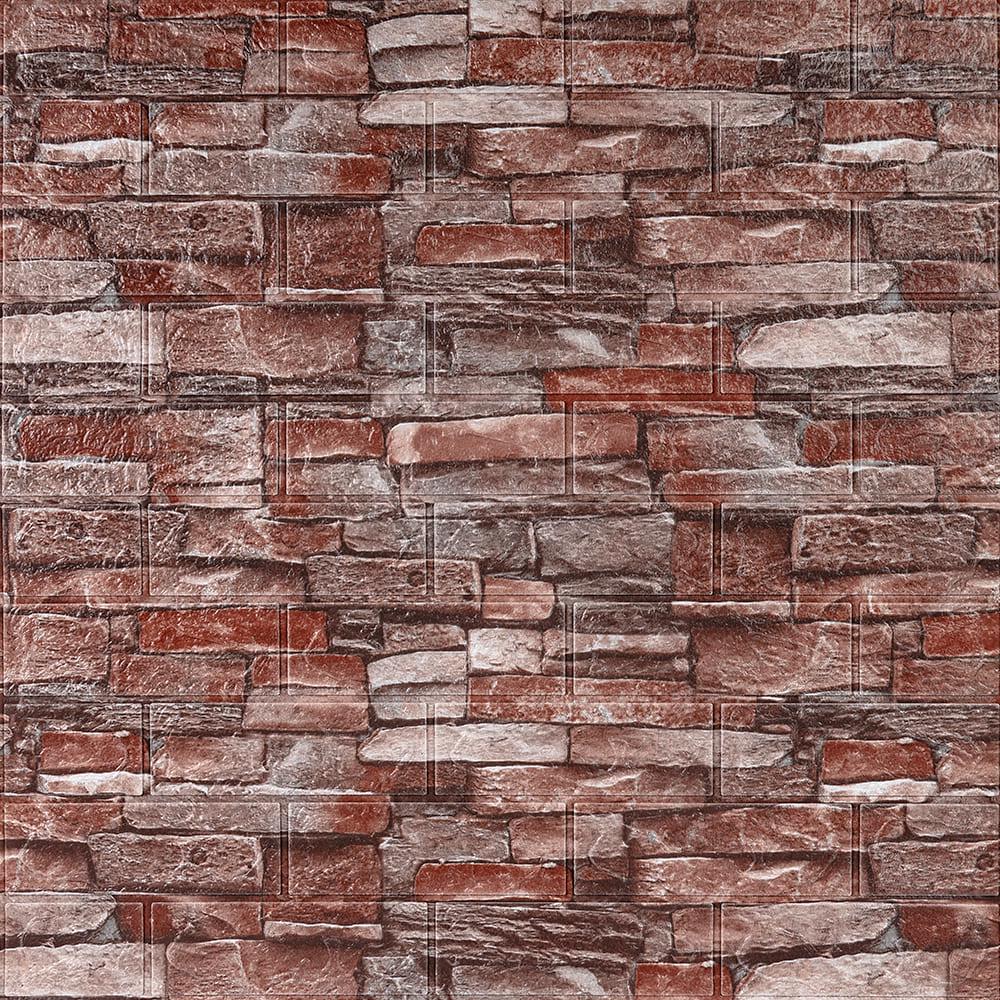 Панель самоклеящаяся декоративная 3D песчаник 700x770x2 мм Красный