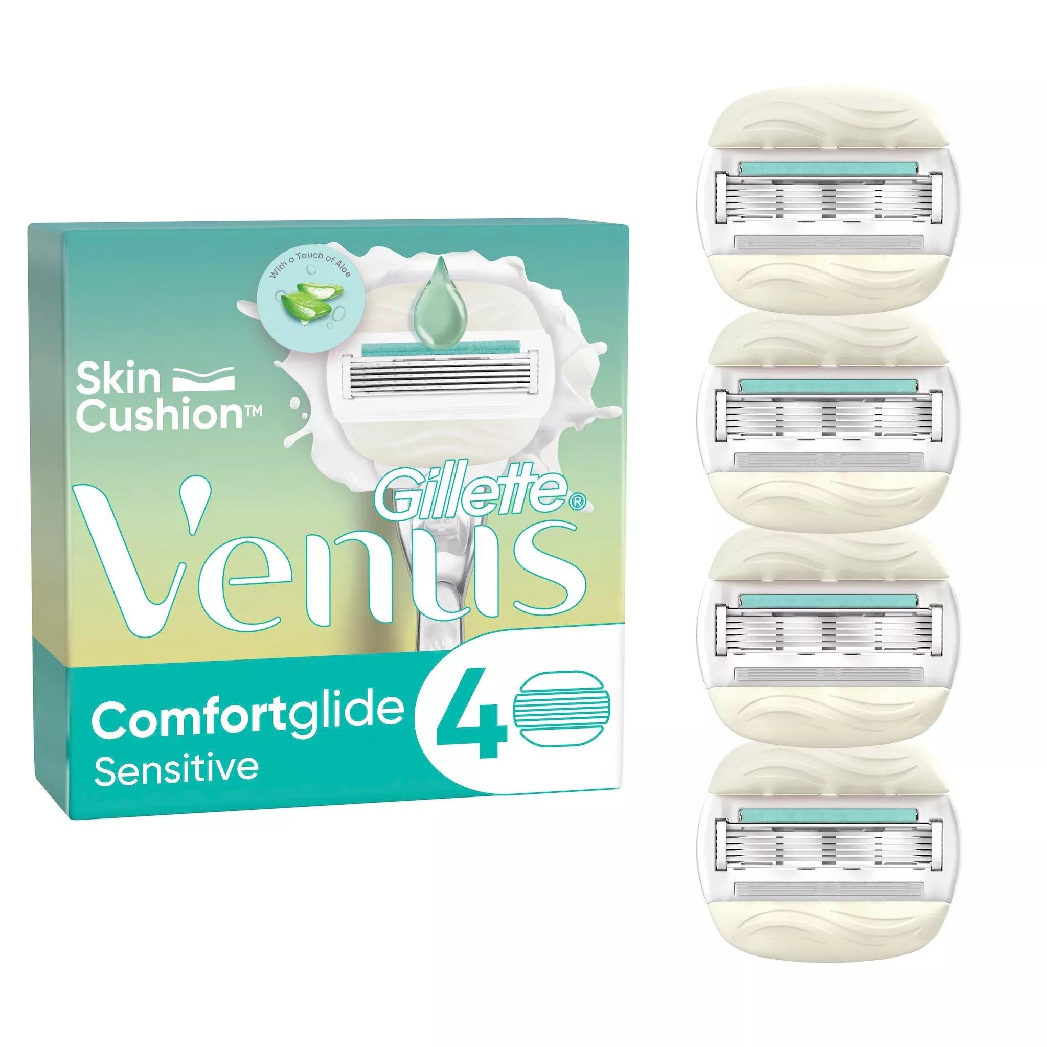 Змінні картриджі для гоління жіночі Venus Comfortglide Sensitive 5 лез із алоє 4 шт.