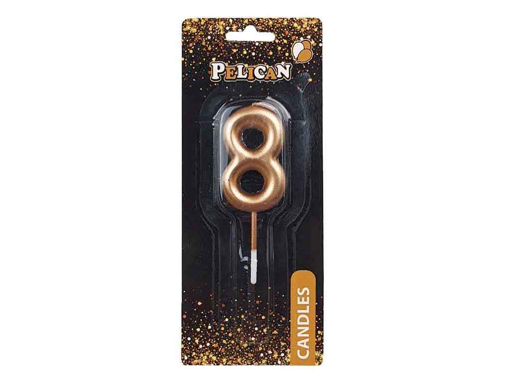 Свеча для торта Pelican 8 4,5 см Золотистый (864518)