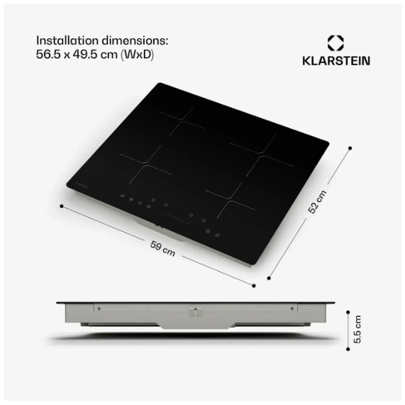 Варочная индукционная панель для кухни KLARSTEIN PowerGlide на 4 зоны 8000 Вт (10046565) - фото 2