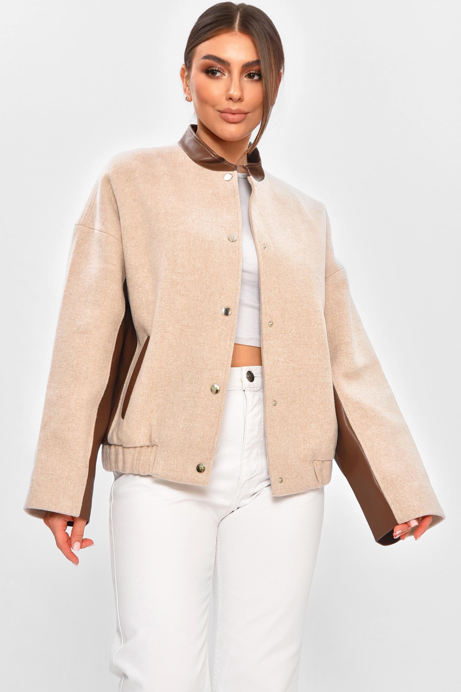 Бомбер женский демисезонный L Бежевый (205762)