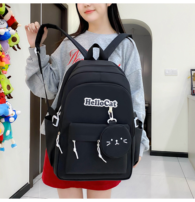 Школьный рюкзак для девочки Hello Cat 5в1 5-11 класс Черный (27668049) - фото 6