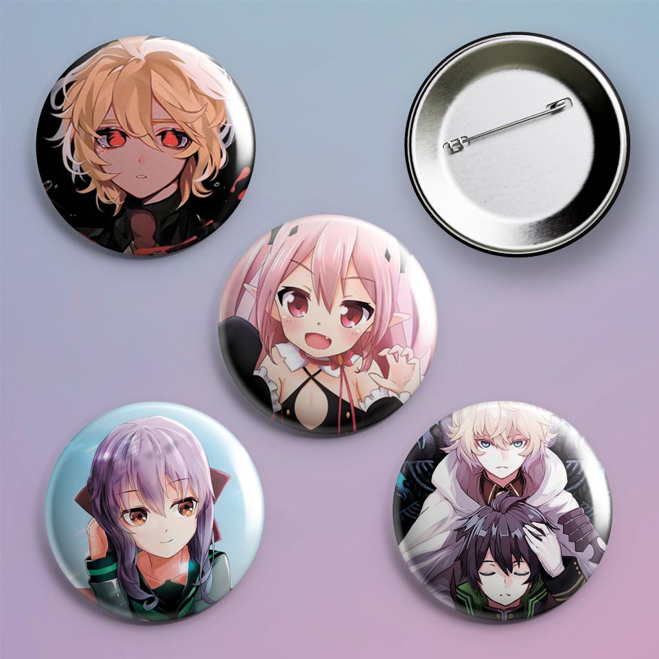 Значки на рюкзак з принтом аніме Owari no Seraph 4 шт.