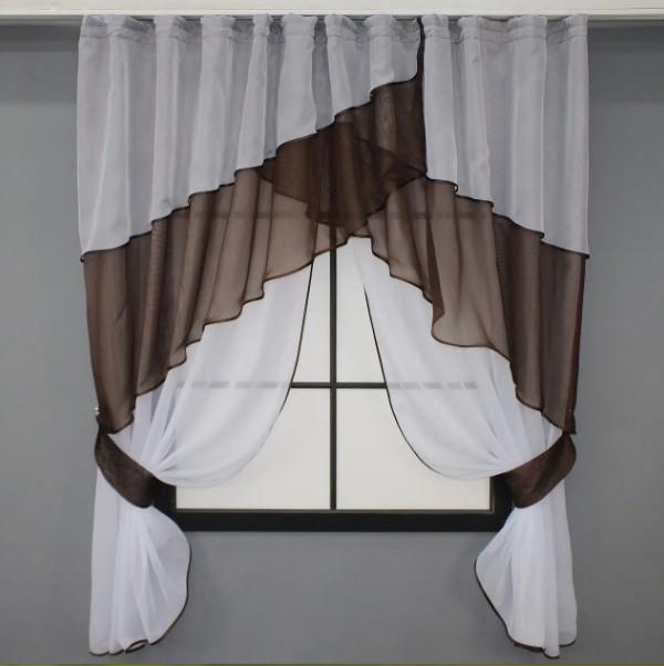 Шторки на кухню 280х170 см Белый/Венге (00к 59-911)