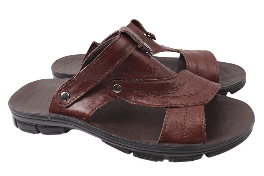 Босоножки мужские Tibet из кожи на низком ходу с открытой пяткой р. 40 Коричневый (123-21LBC)