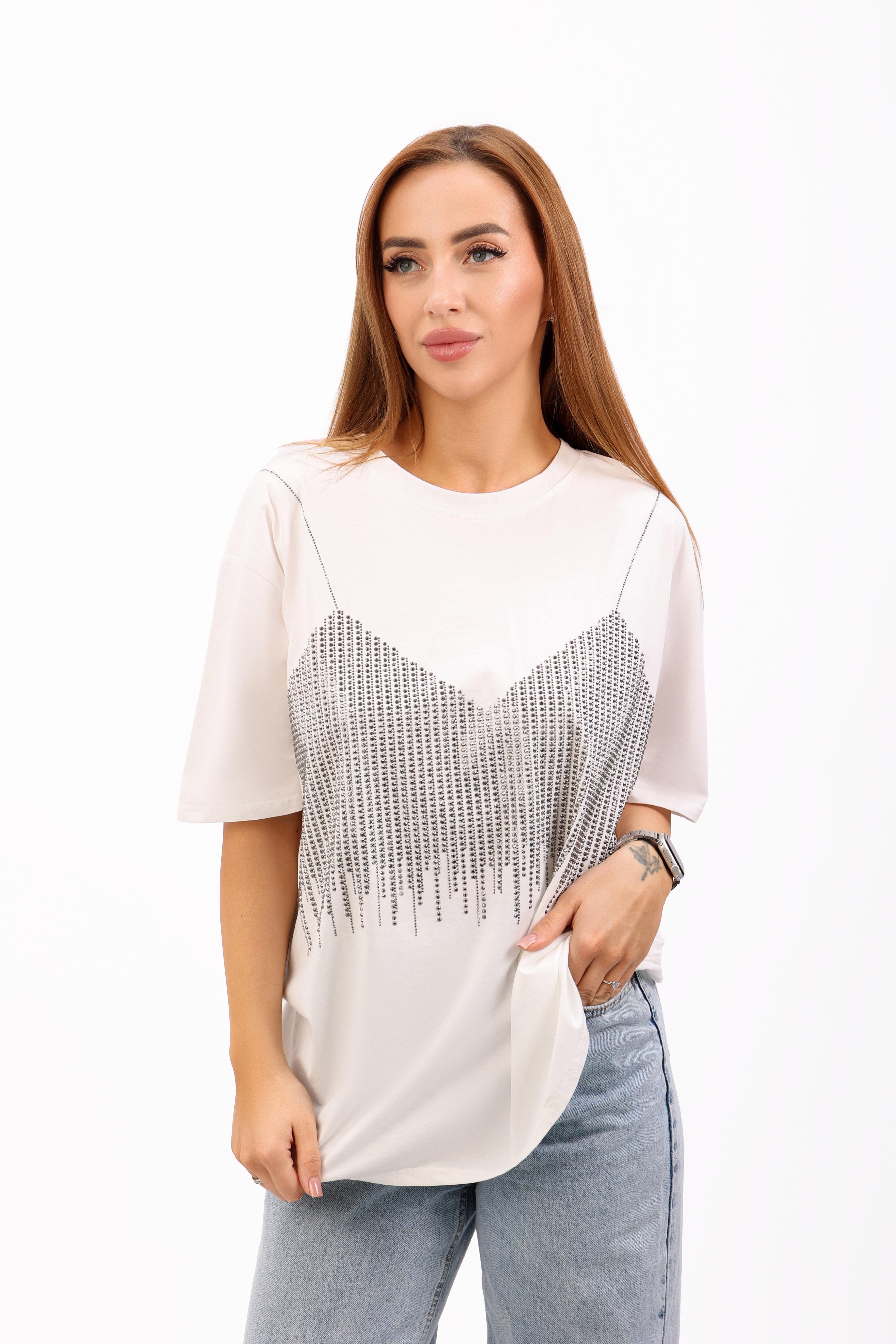 Футболка женская Where Uwear 347216 с декором OS Белый (347216_One size)