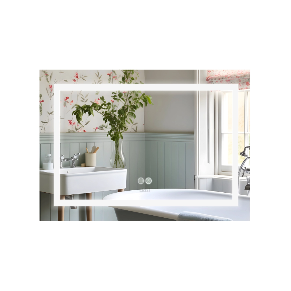 Дзеркало для ванної кімнати прямокутне Lidz Kubis KU1 з LED-підсвічуванням Touch/антизапотіванням/диммером 800х600 мм (SD00053524)