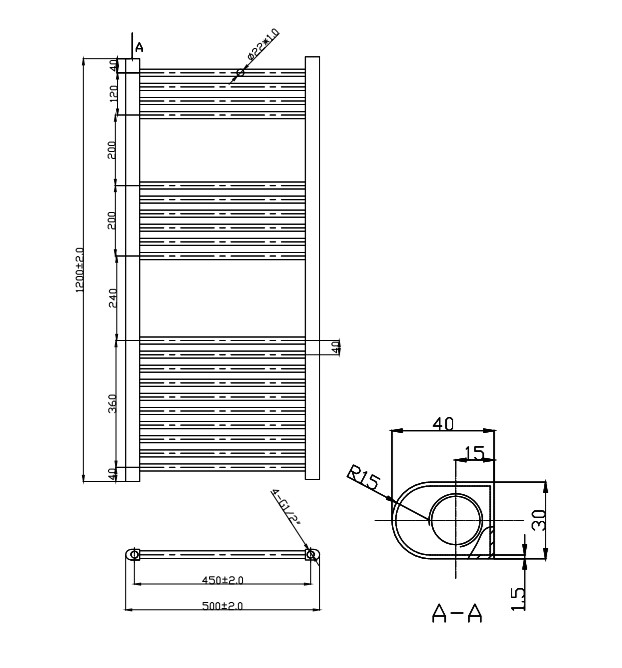 Рушникосушарка Lambert Anthracite Straight 1200х500 мм TRR120X50A - фото 2