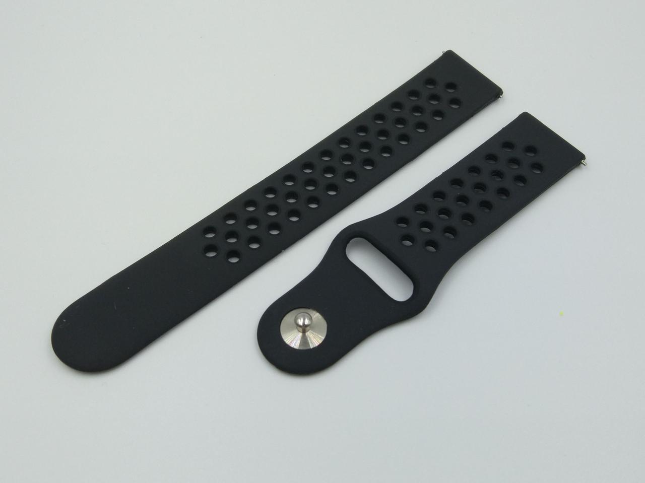 Ремешок для смарт-часов Sport Nike Style для Amazfit GTR 2/Pace/Stratos силиконовый 22 мм Черный (1791P)