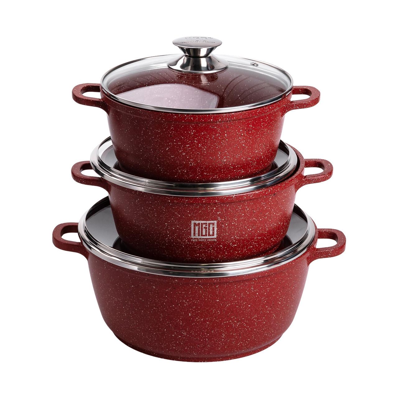 Набір із трьох алюмінієвих каструль MGC із товстим дном та кришками з антипригарним покриттям - фото 4 Набір із трьох алюмінієвих каструль MGC із товстим дном та кришками з антипригарним покриттям - фото 4