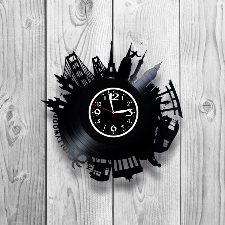 Часы настенные Лофт-ретро 0287 из виниловой пластинки