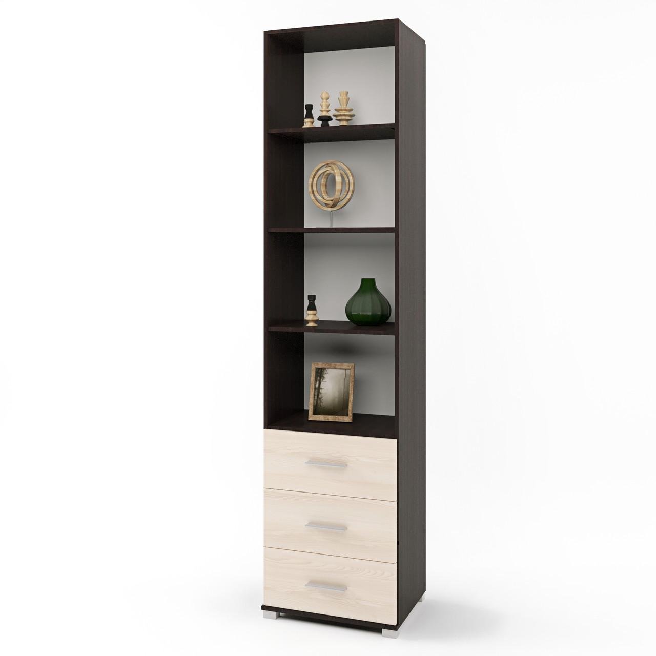 Шкаф-пенал открытый Эверест Бриз-16 с ящиками Венге/Дуб молочный (DTM-2283)