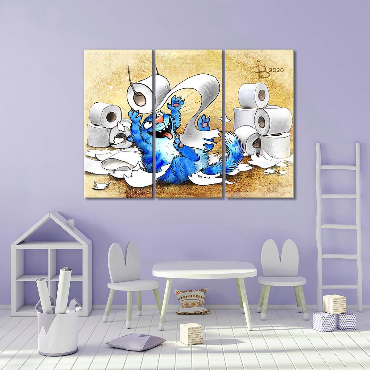 Модульная картина Туалетная бумага 3 модуля 80x120 см