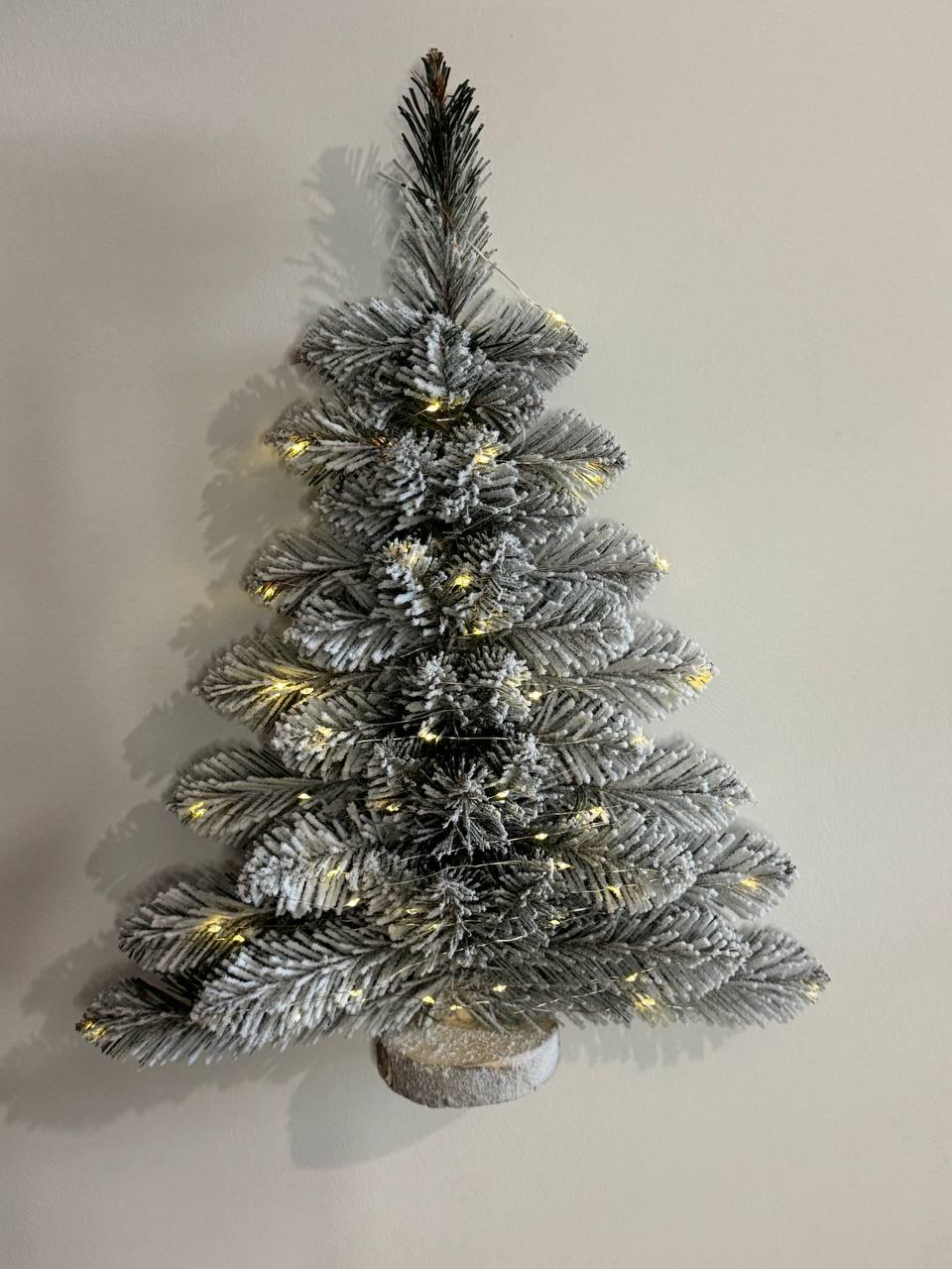 Искусственная елка венок заснеженная ПВХ и гирлянда в подарок 50 см (YaP1)