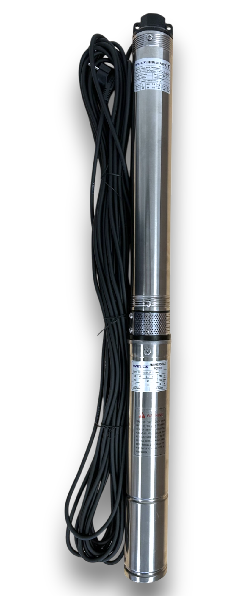 Насос занурювальний для свердловини WELL`S 3SDm1,8/27 0,75 кВт H=114 м Q=45 л/хв - фото 2