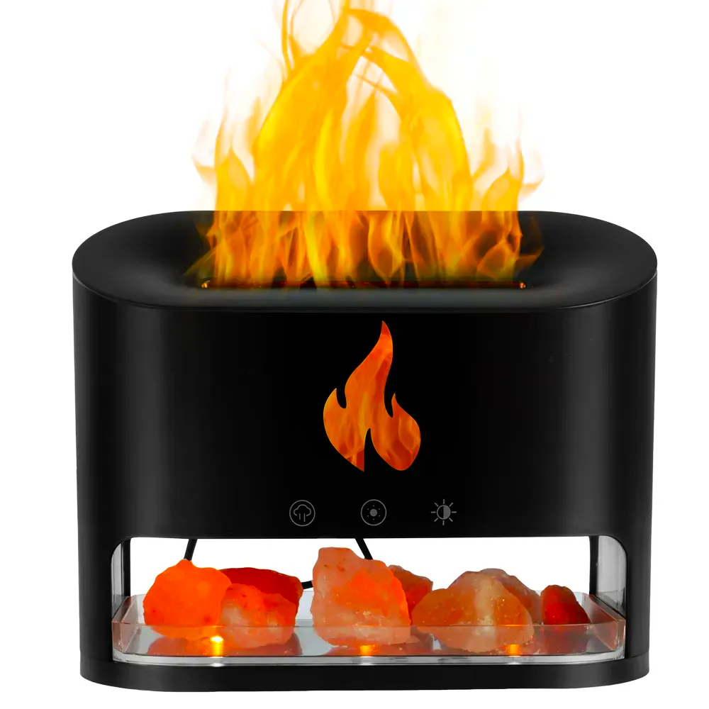 Увлажнитель воздуха соляная лампа 3в1 с USB и эффектом пламени Черный (234572287) - фото 9