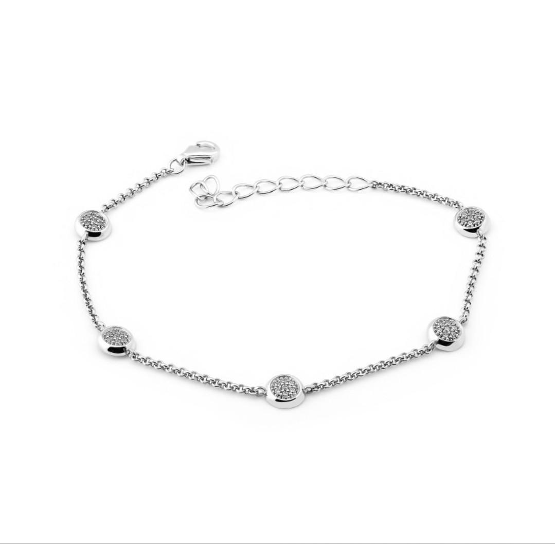 Браслет женский Монетки в белых камнях 16-19 см 925 пробы 2,61 г (714б)