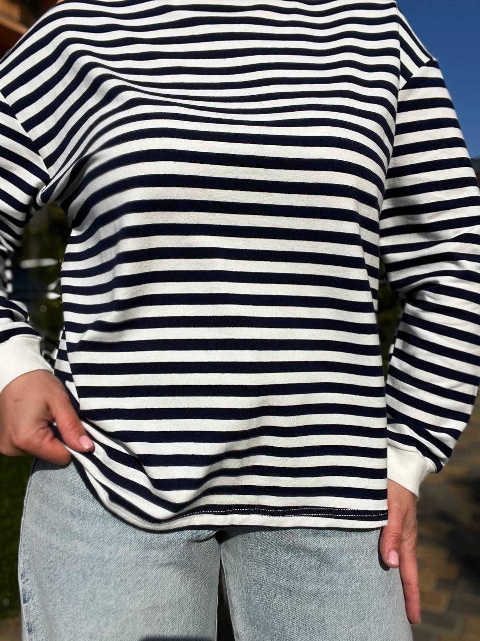 Лонгслів жіночий TEXTURE 1255 реглан смуга вільний крій OS Темно-синій (1432) - фото 2 Лонгслів жіночий TEXTURE 1255 реглан смуга вільний крій OS Темно-синій (1432) - фото 2