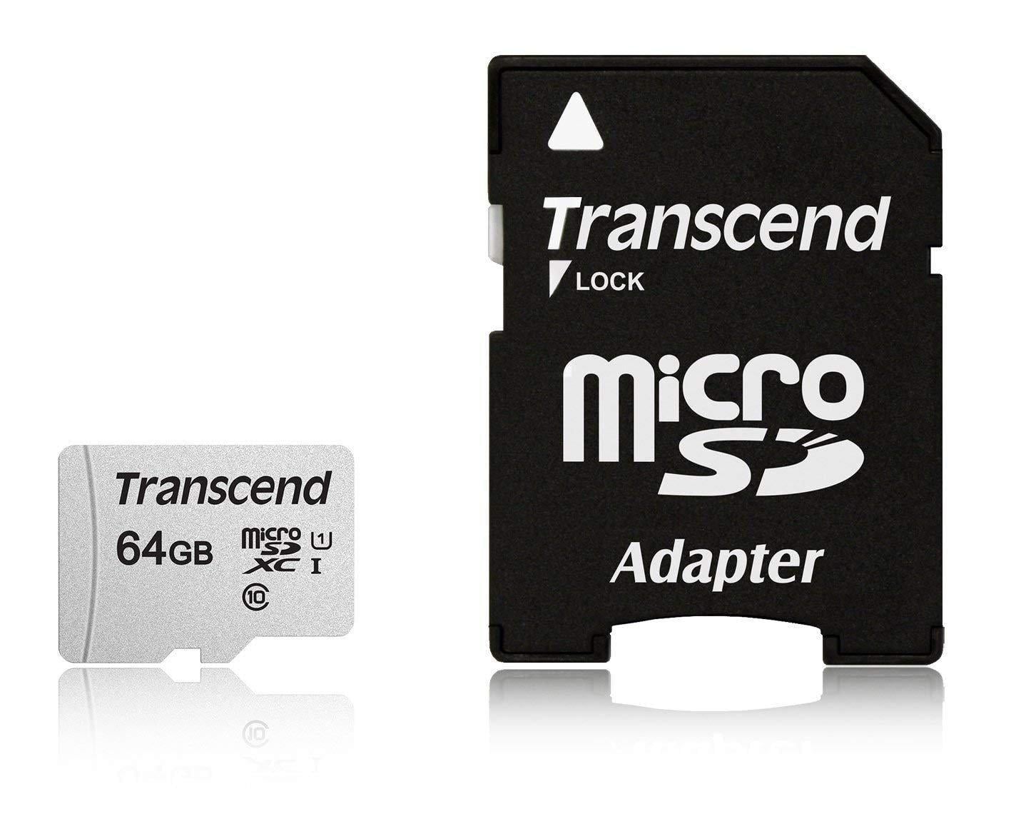 Карта памяти Transcend TS64GUSD300S-A 64 Гб с переходником