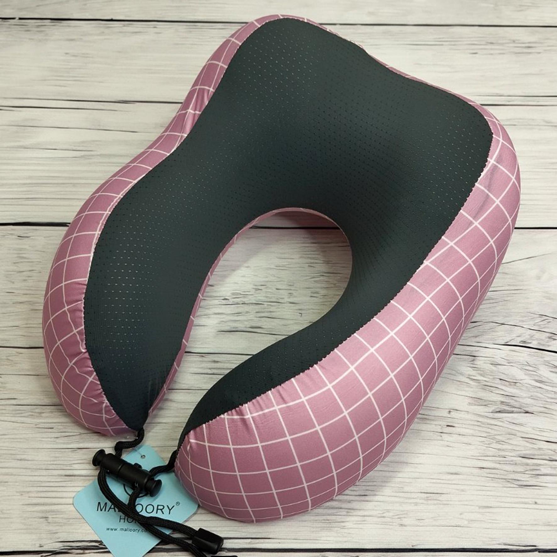 Подушка для путешествий Malloory Home в клетку 28х30 см Розовый (18571423) - фото 1 Подушка для путешествий Malloory Home в клетку 28х30 см Розовый (18571423) - фото 1