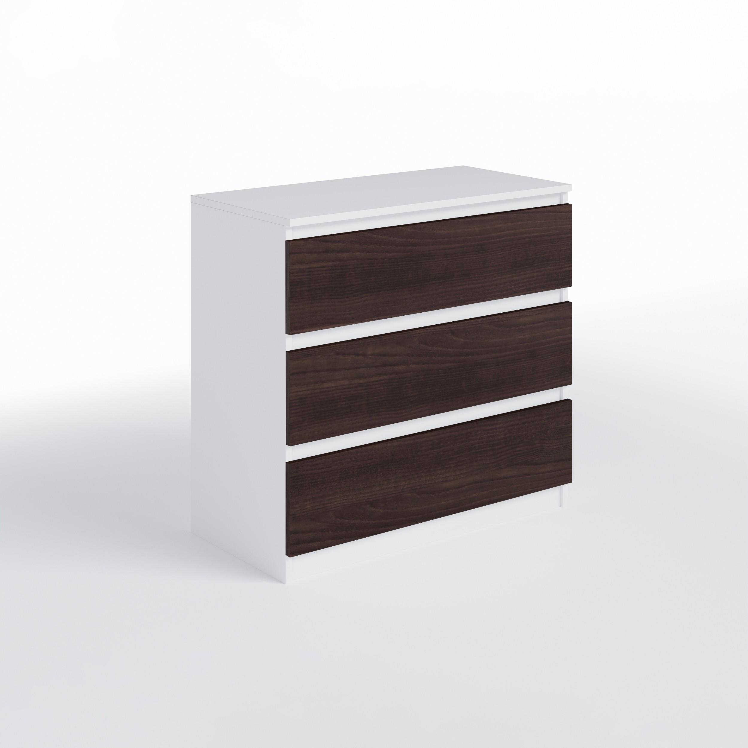 Комод на 3 ящика без ручек FT-214 800х400х755 мм Белый/Венге Магия - фото 4